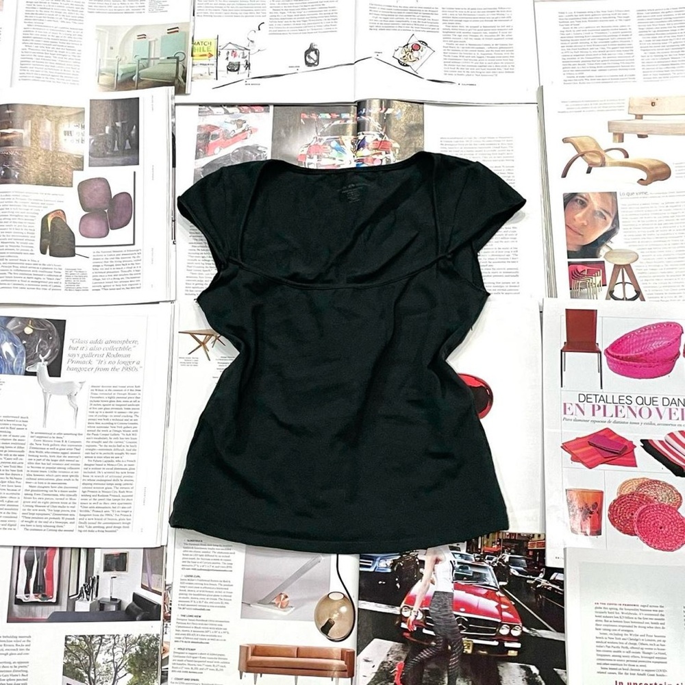 Brandy Melville dark green square neck cotton top one size